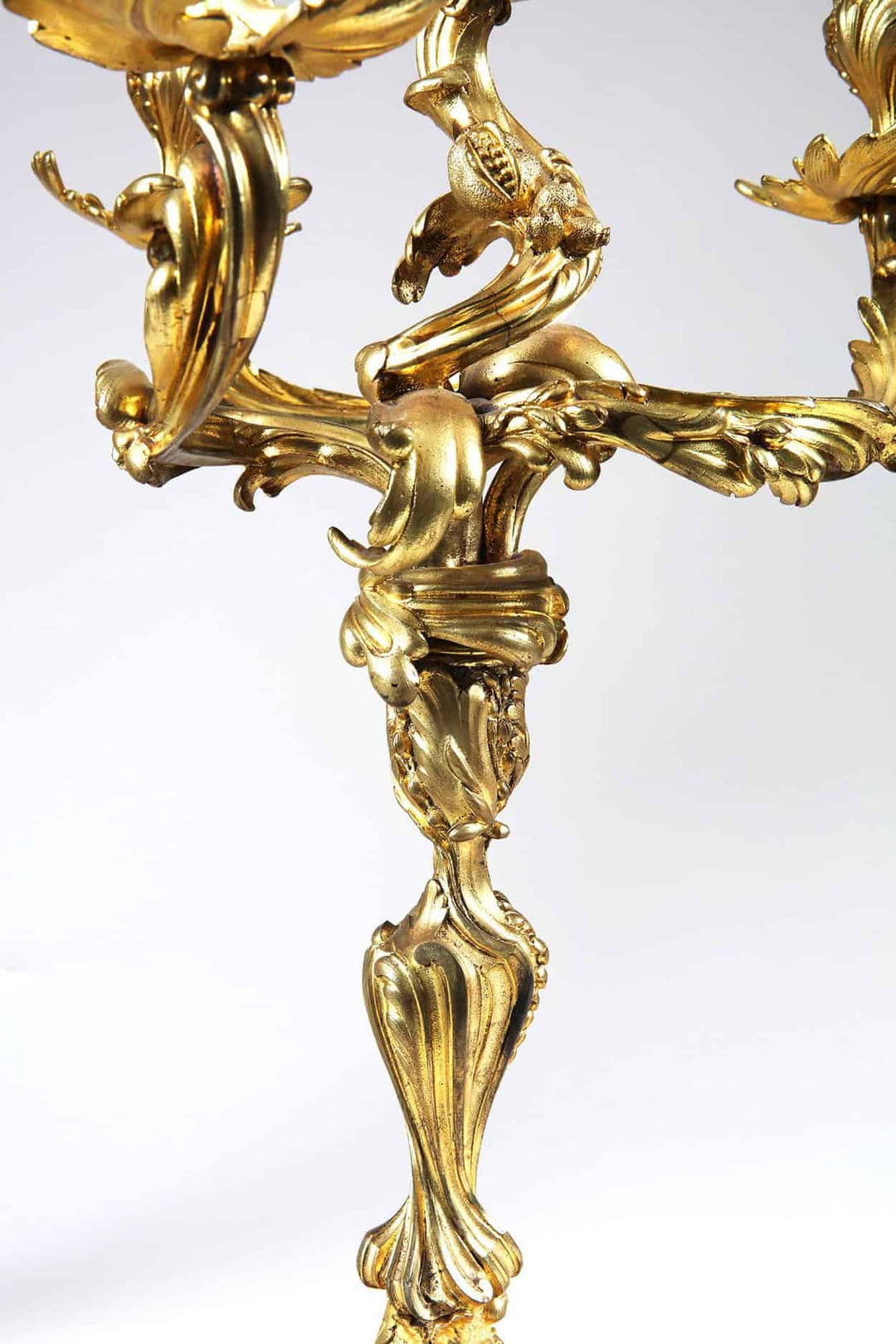 Pair of Louis XV Style Four-Light Ormolu Candelabra