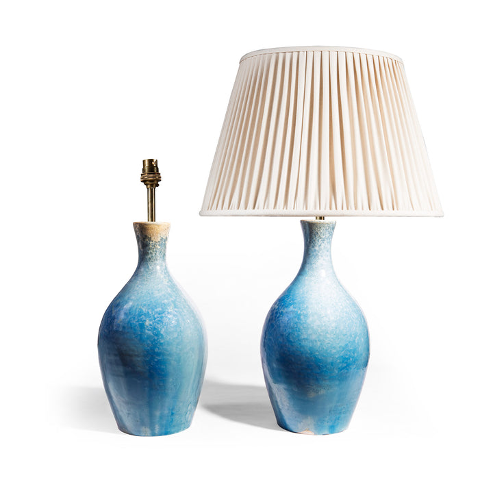 Pair of blue crystalline glaze ceramic table lamps