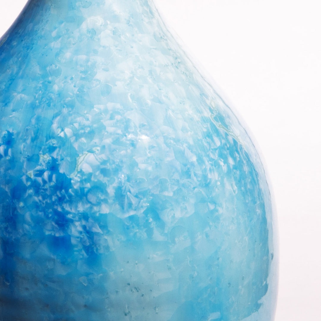 Pair of blue crystalline glaze ceramic table lamps