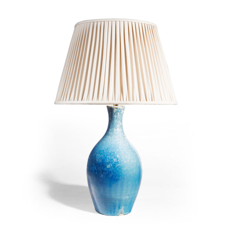 Pair of blue crystalline glaze ceramic table lamps