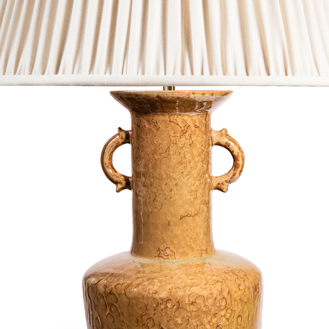 Pair of amber crystalline-glazed table lamps
