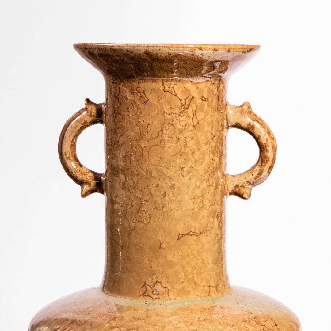 Pair of amber crystalline-glazed table lamps
