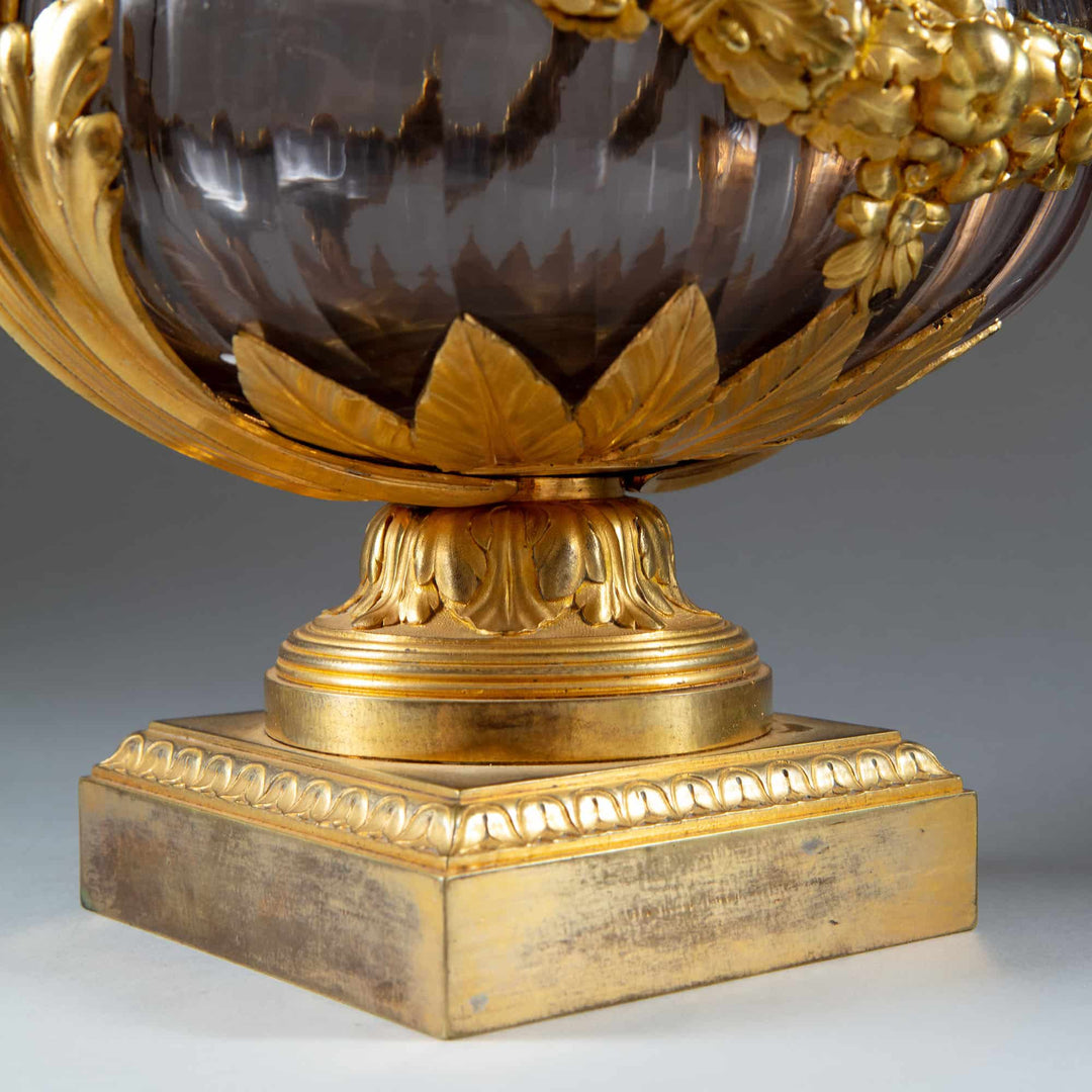 Neo-Classical Ormolu mounted Faceted Glass Vase