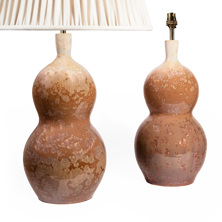 Pair of Gourd-Shaped Crystalline Glazed Lamps
