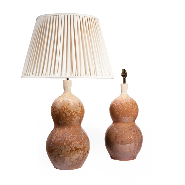 Pair of Gourd-Shaped Crystalline Glazed Lamps