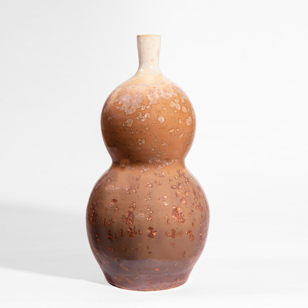 Pair of Gourd-Shaped Crystalline Glazed Lamps
