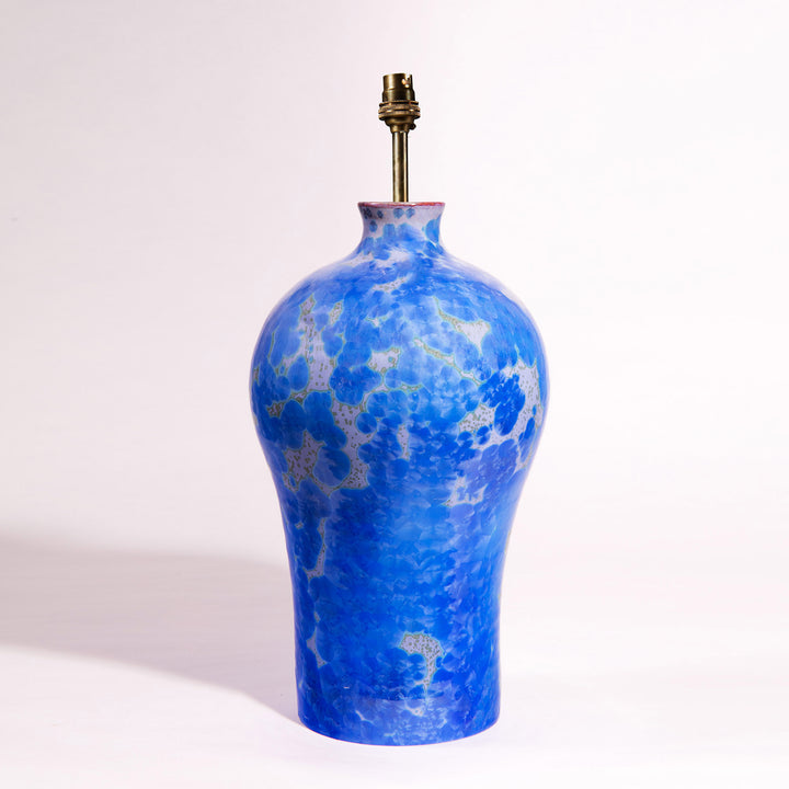 Pair of Blue Crystalline Glazed Vase Lamps