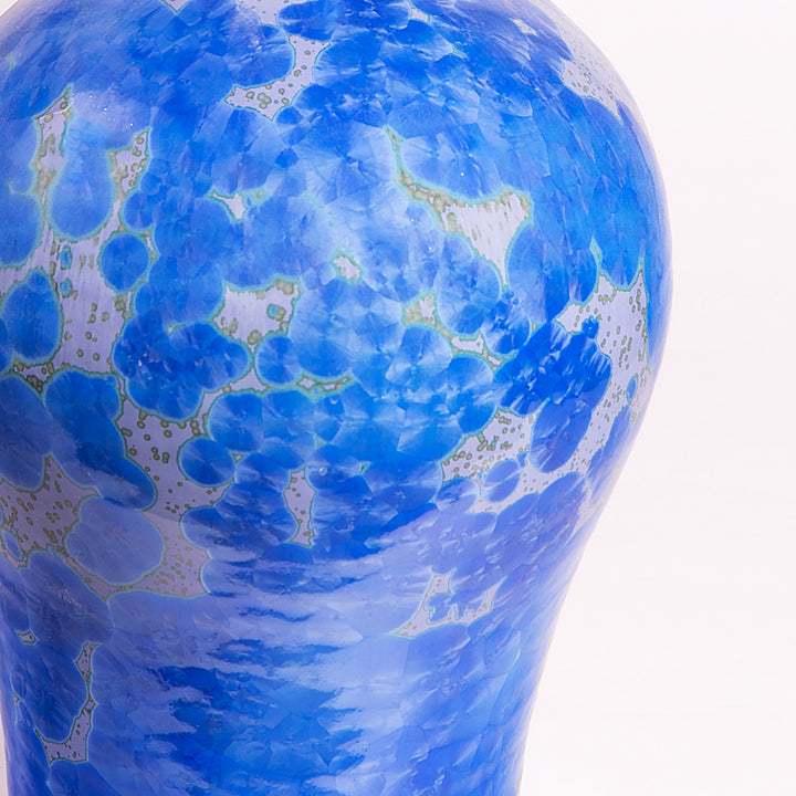 Pair of Blue Crystalline Glazed Vase Lamps