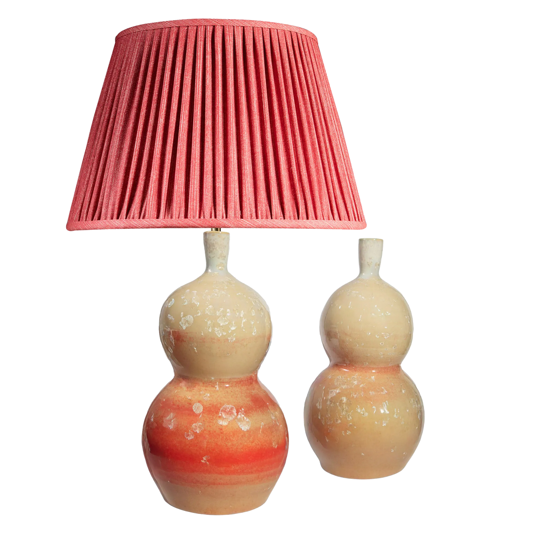 Pair of Double-Gourd Crystalline Glaze Ceramic Table Lamps