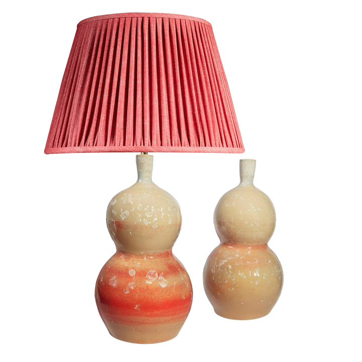 Pair of Double-Gourd Crystalline Glaze Ceramic Table Lamps