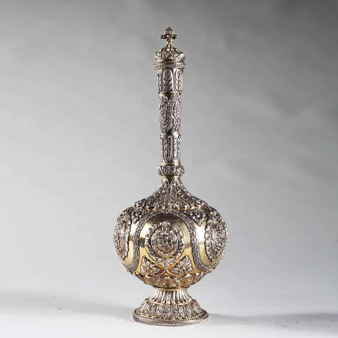 An Exceptional Indian Kutch Silver gilt Répoussé Flask