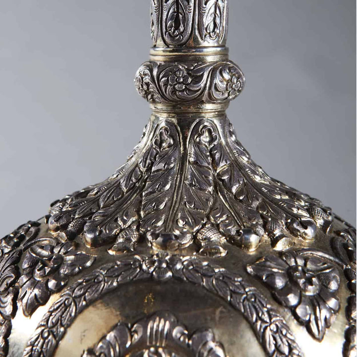 An Exceptional Indian Kutch Silver gilt Répoussé Flask