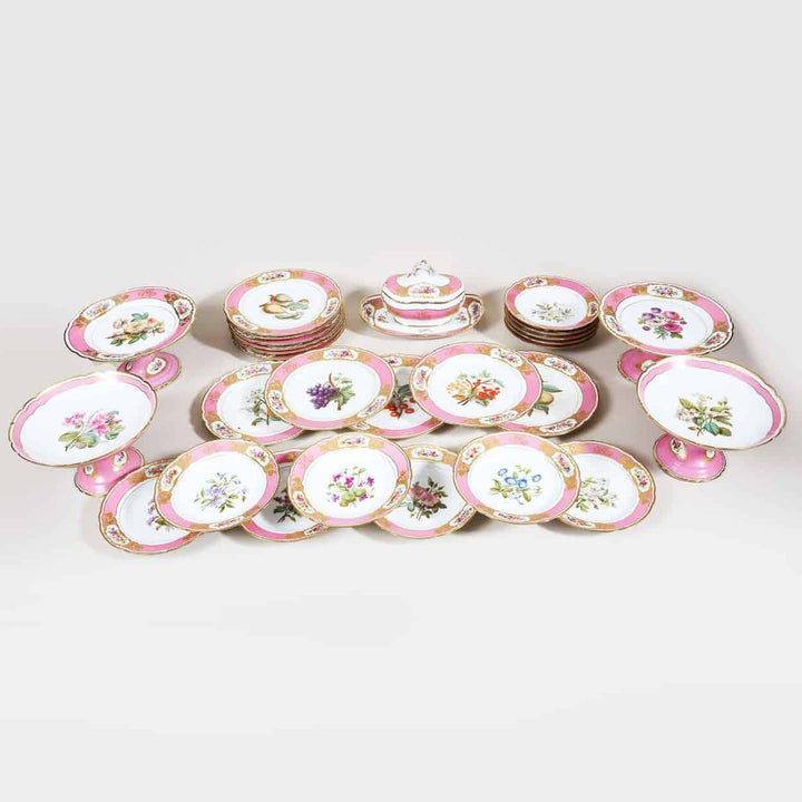 A Napoleon III Sevres Style Pink Porcelain Dessert Service