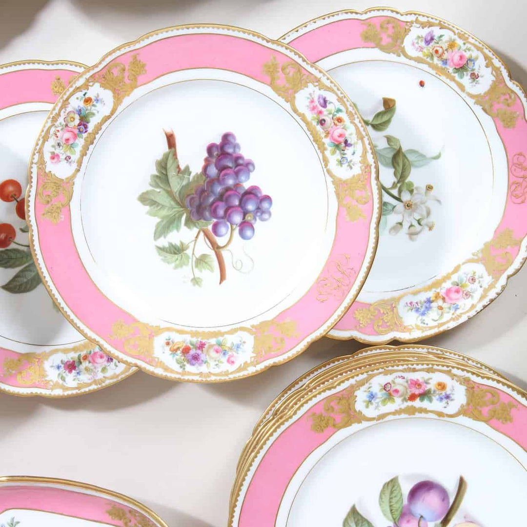 A Napoleon III Sevres Style Pink Porcelain Dessert Service