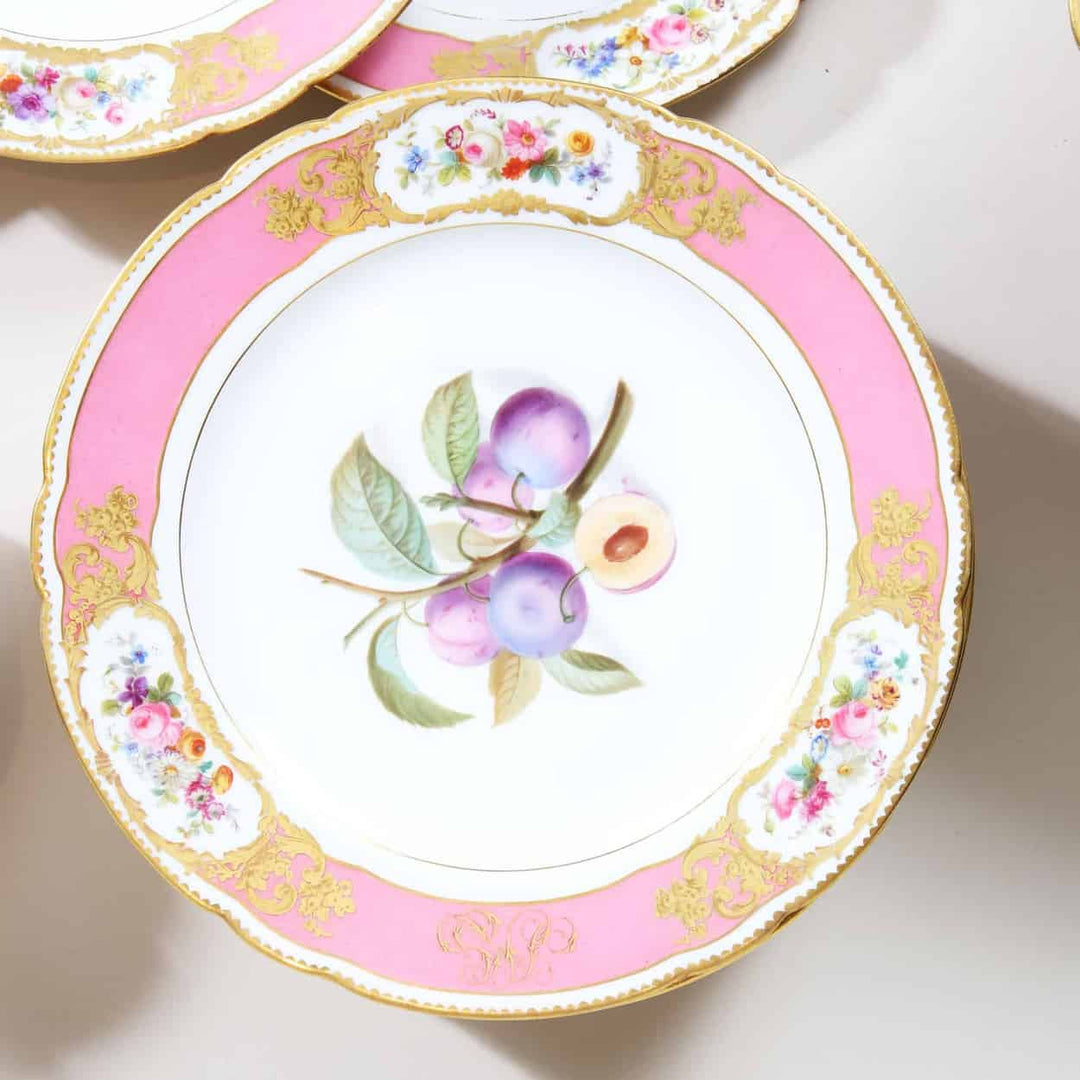 A Napoleon III Sevres Style Pink Porcelain Dessert Service