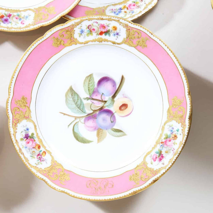 A Napoleon III Sevres Style Pink Porcelain Dessert Service