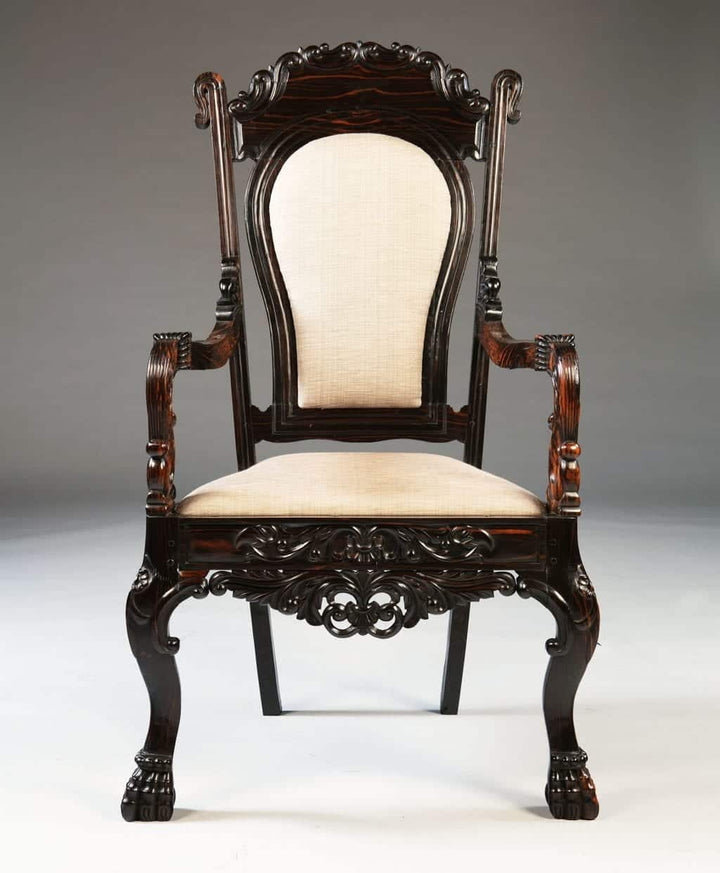 PAIR OF 19TH CENTURY SINHALESE CALAMANDER WOOD ARMCHAIRS
