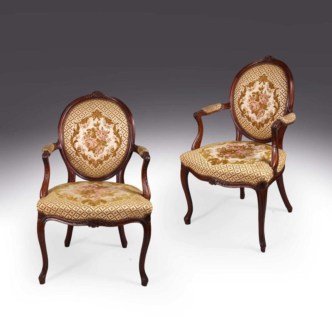 Pair of George III Mahogany Armchairs