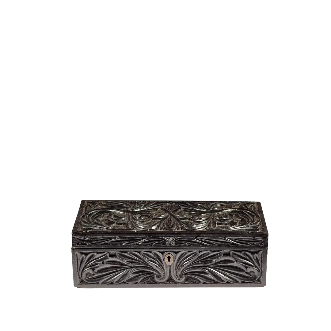 Decorative Ceylonese Carved Ebony Box