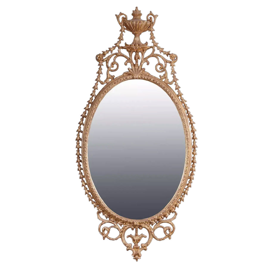 18th Century Carton Pierre Gilt Wall Mirror with ornate giltwood frame in George III style, England circa 1775.