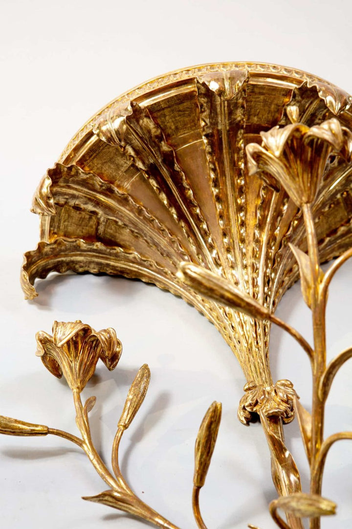 A pair of George III giltwood Lily wall-brackets
