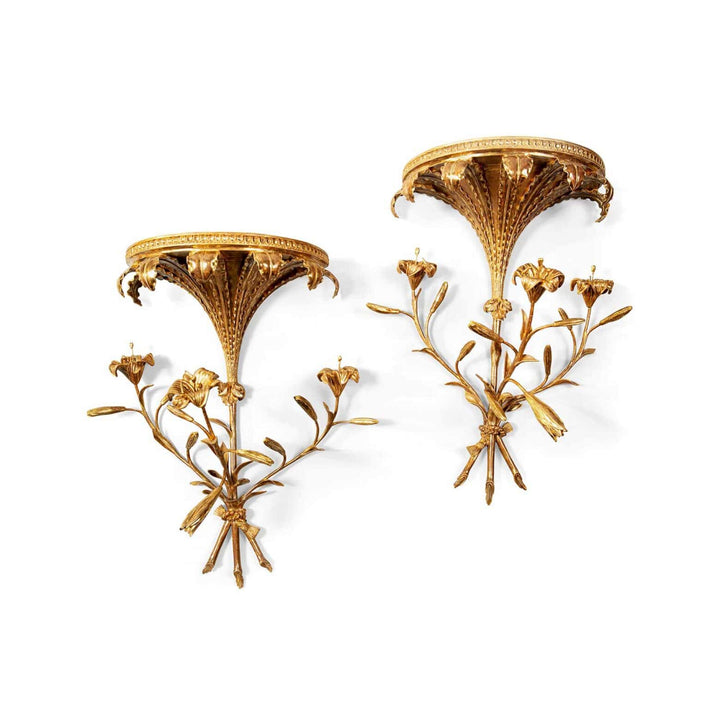 A pair of George III giltwood Lily wall-brackets