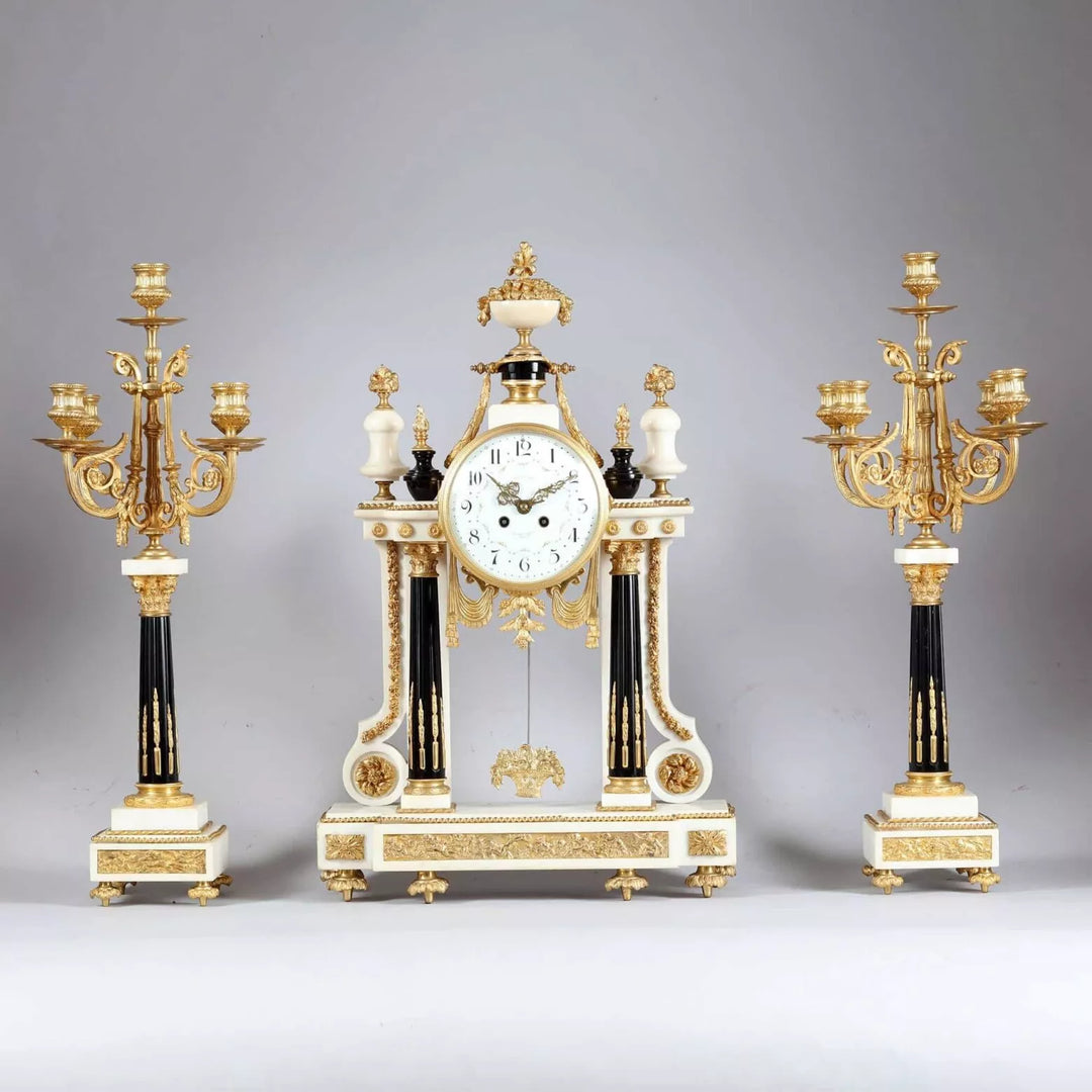 Napoleon III Porcelain Clock Garniture