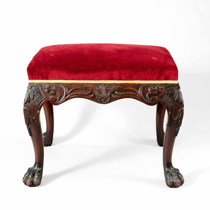 19th century carved mahogany George II stool