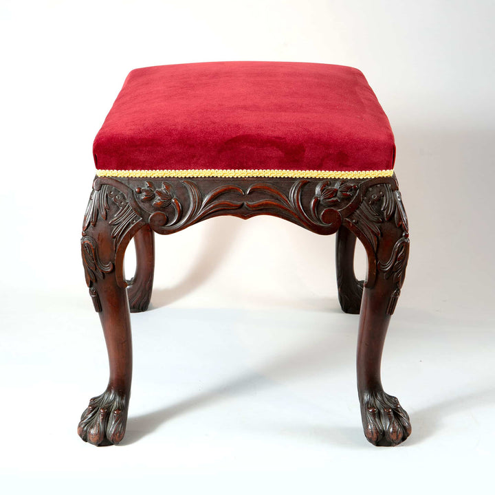 19th century carved mahogany George II stool