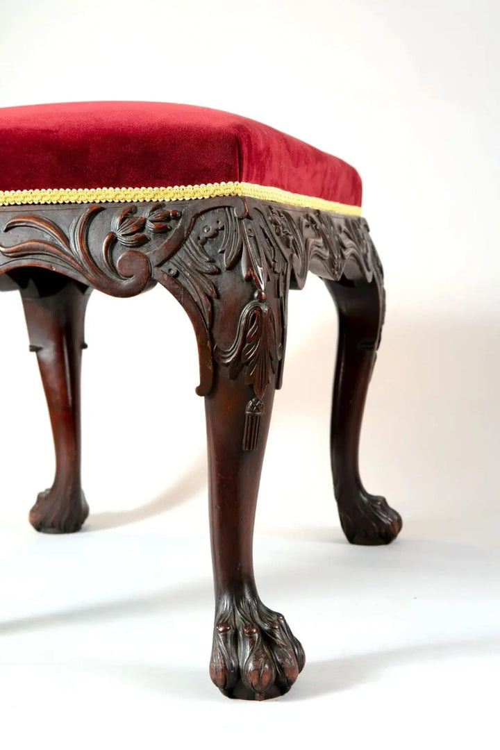 19th century carved mahogany George II stool