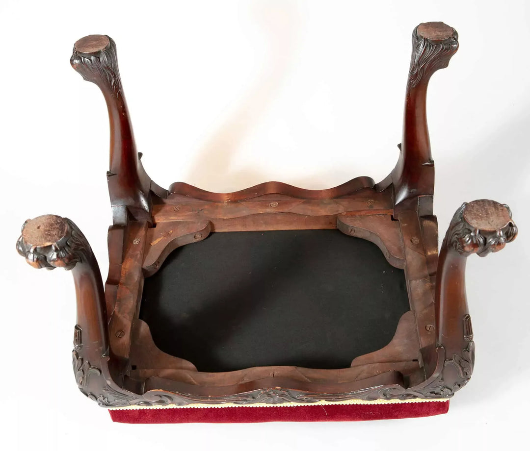 19th century carved mahogany George II stool