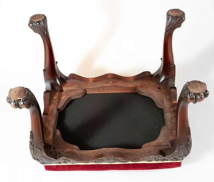 19th century carved mahogany George II stool