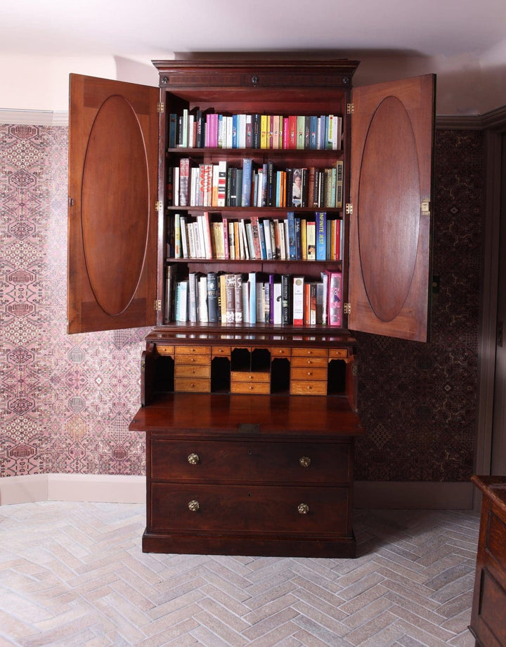 Narrow George III Hepplewhite Secretaire Bookcase