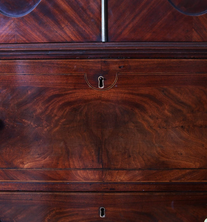 Narrow George III Hepplewhite Secretaire Bookcase
