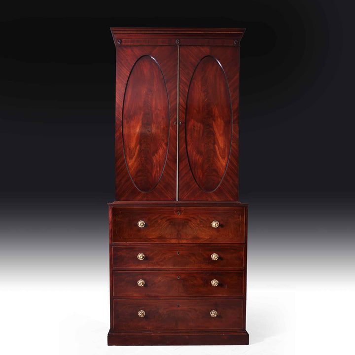 Narrow George III Hepplewhite Secretaire Bookcase