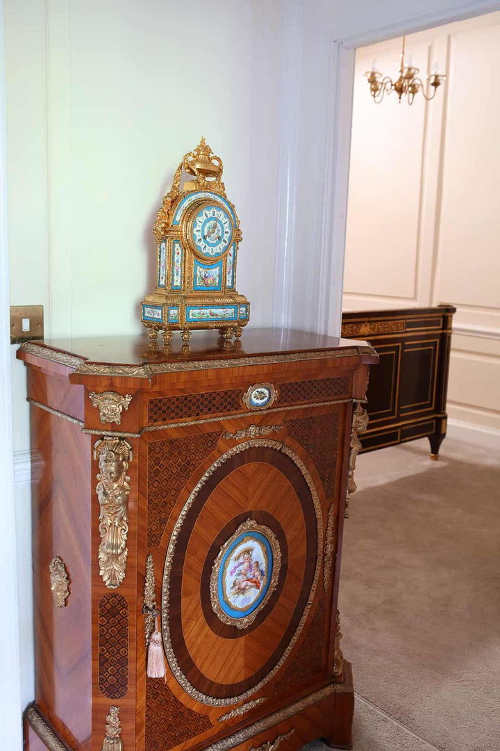 Sèvres Porcelain Blue Celeste Ormolu Mounted Mantel Clock