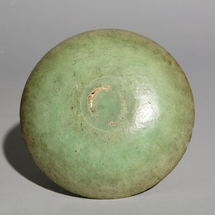 19th Century Green Chinoiserie Decalcomania Glass Dish