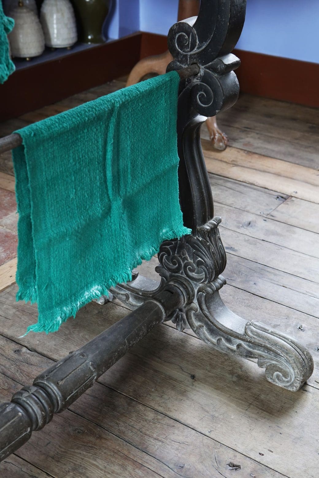 Substantial Indian Ebonised Double Saddle Rack Stand
