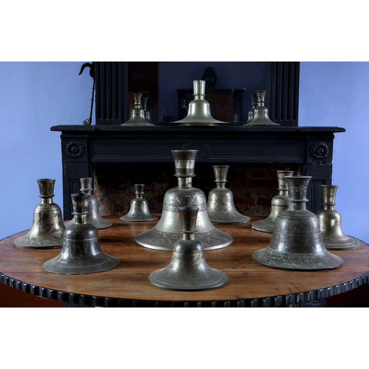 Collection of 13 Indian Metal Hookah Bases