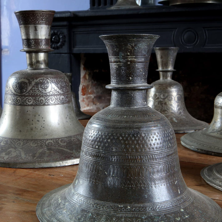Collection of 13 Indian Metal Hookah Bases