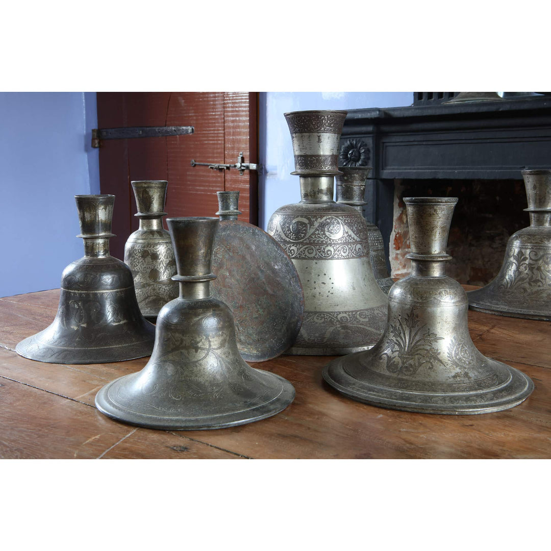 Collection of 13 Indian Metal Hookah Bases