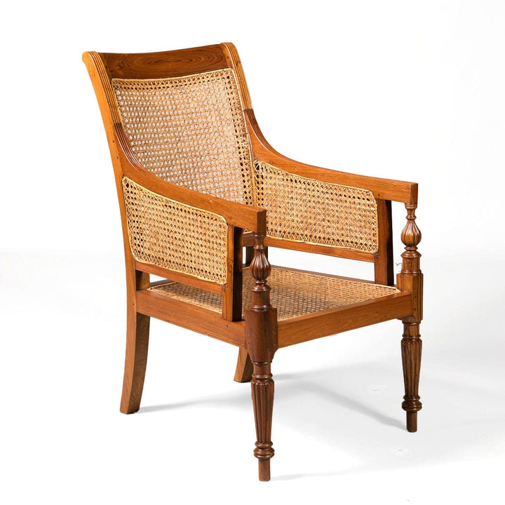 Pair of Teak Caned Library Chairs