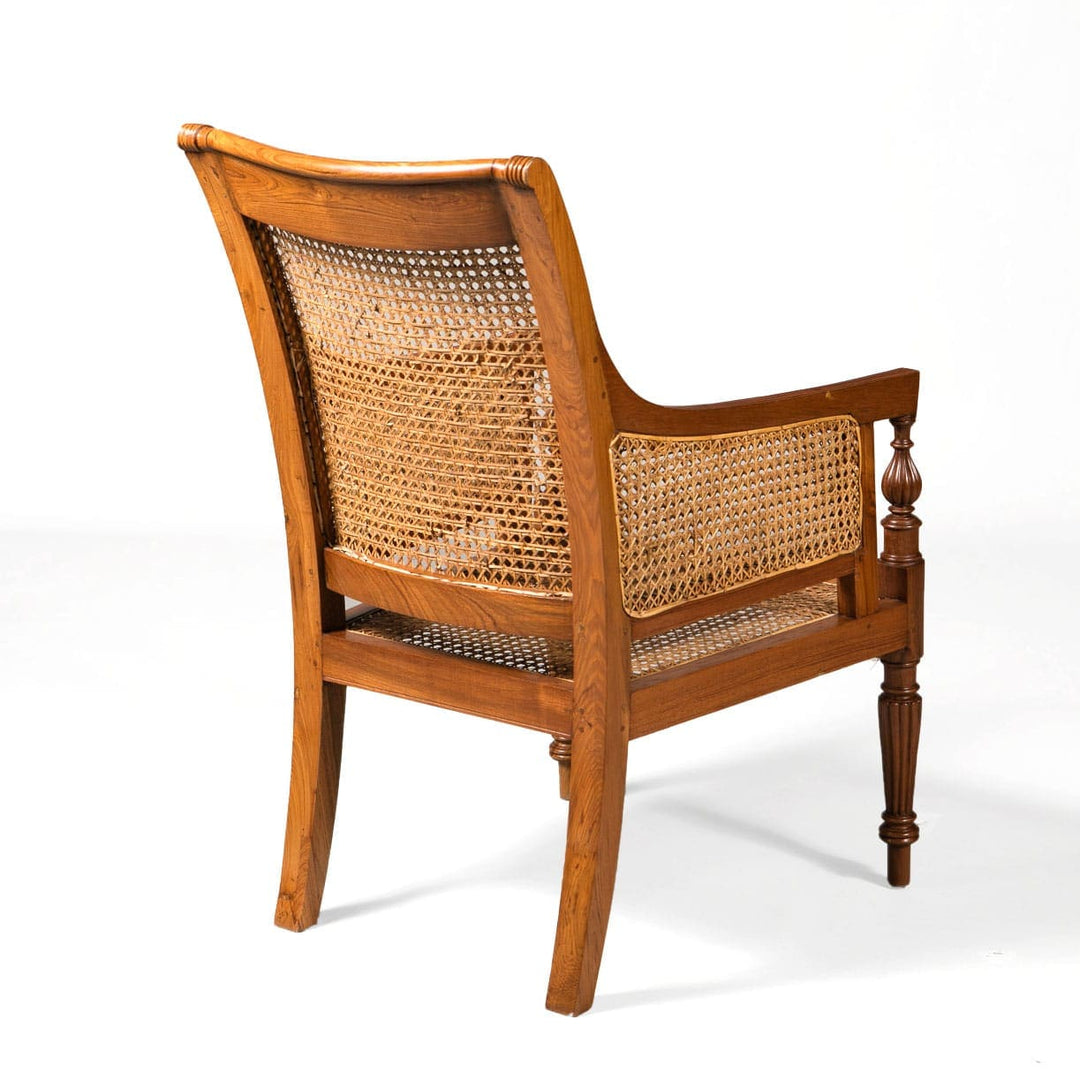 Pair of Teak Caned Library Chairs