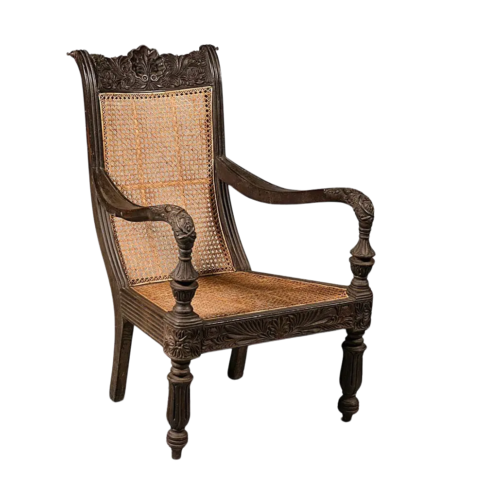 Anglo Indian Finely Carved Teak Armchair