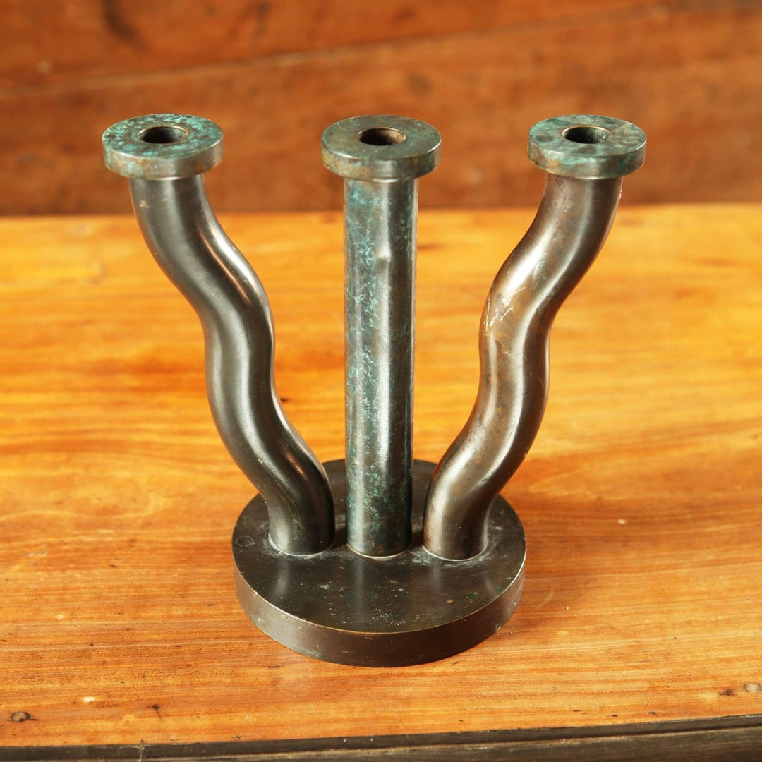 Mid Century Bronze Three Branch Candelabra