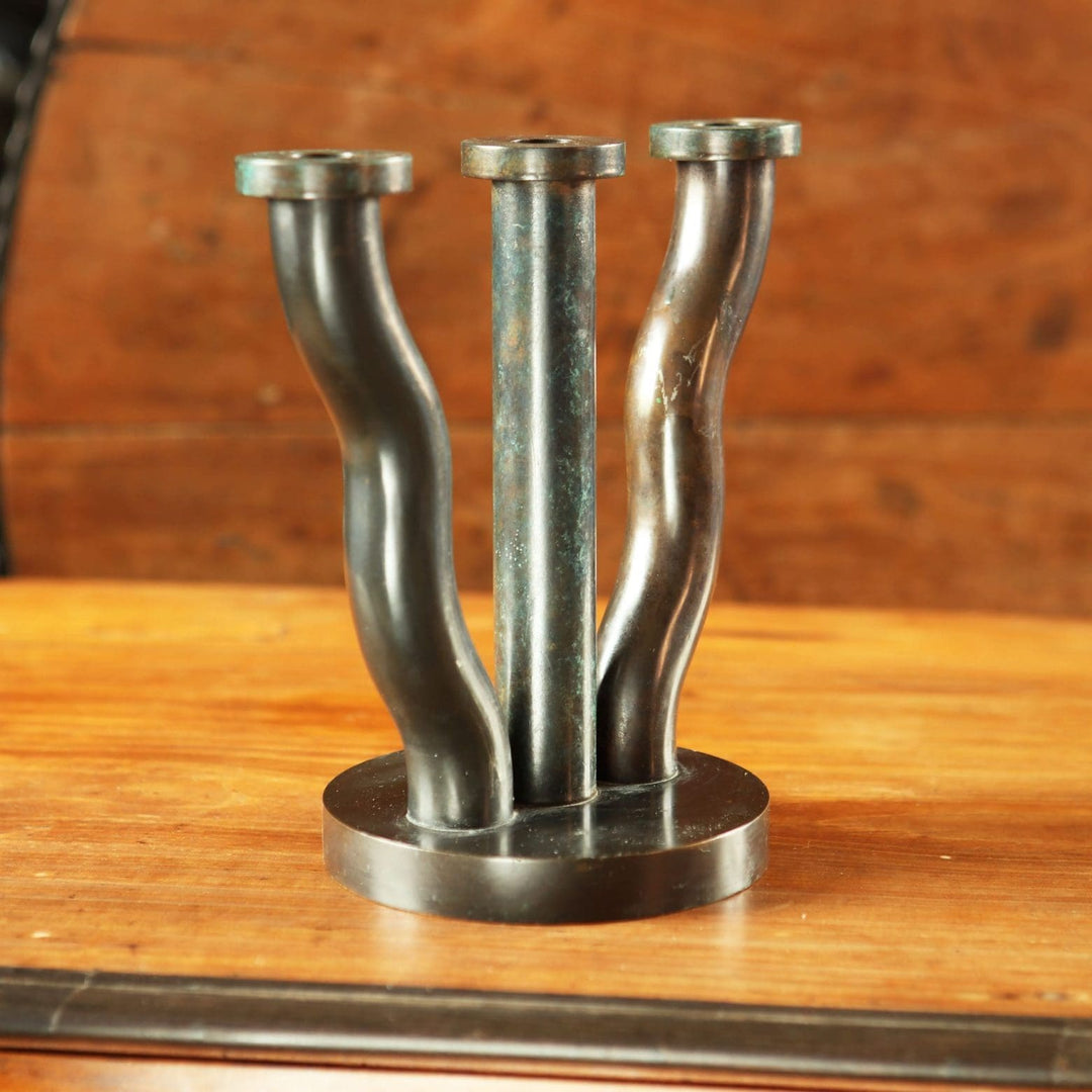 Mid Century Bronze Three Branch Candelabra