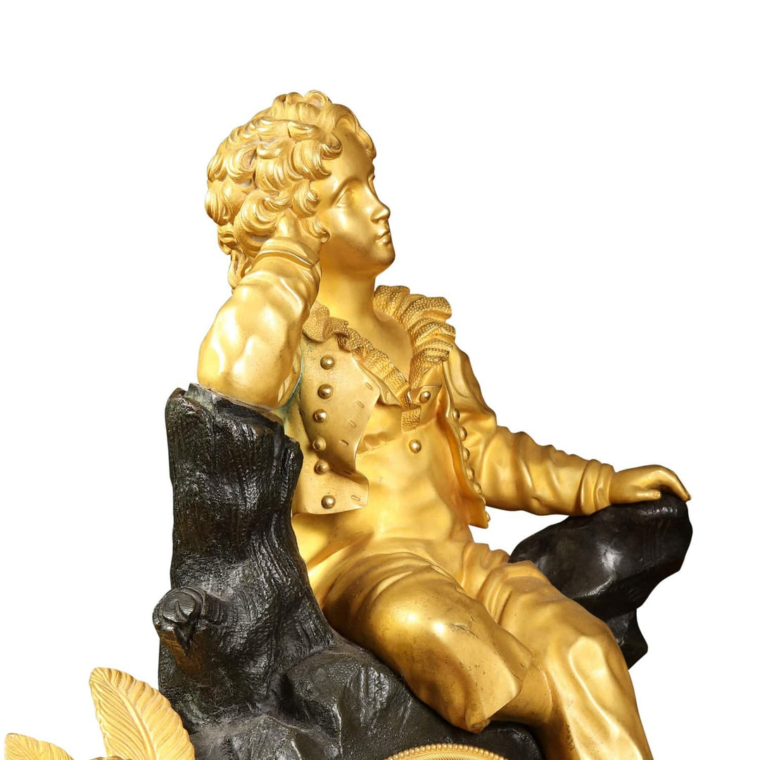 Lord Byron Gilt Bronze Mantel Clock