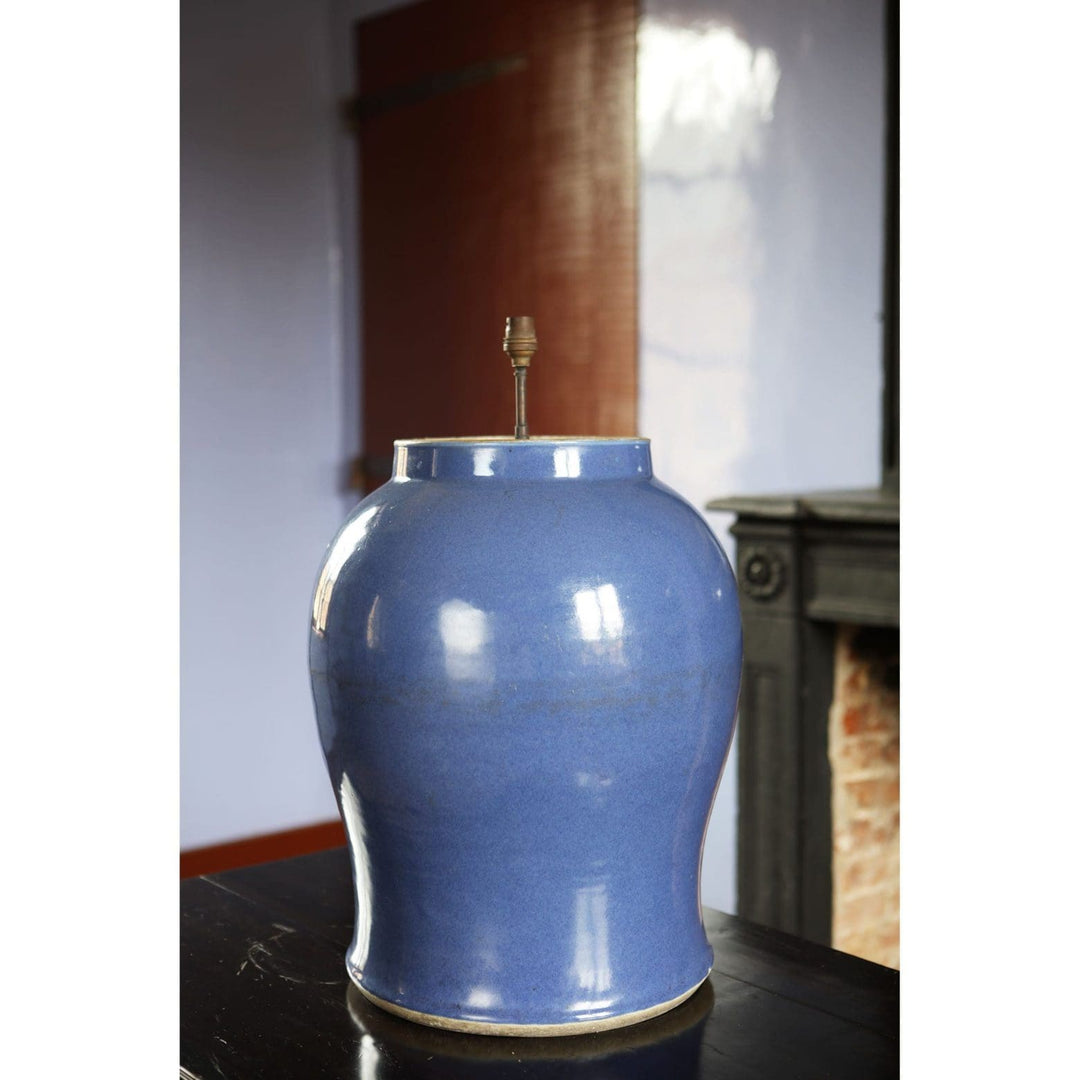 Large Chinese Powder Blue Vase Mounted as a Table Lamp