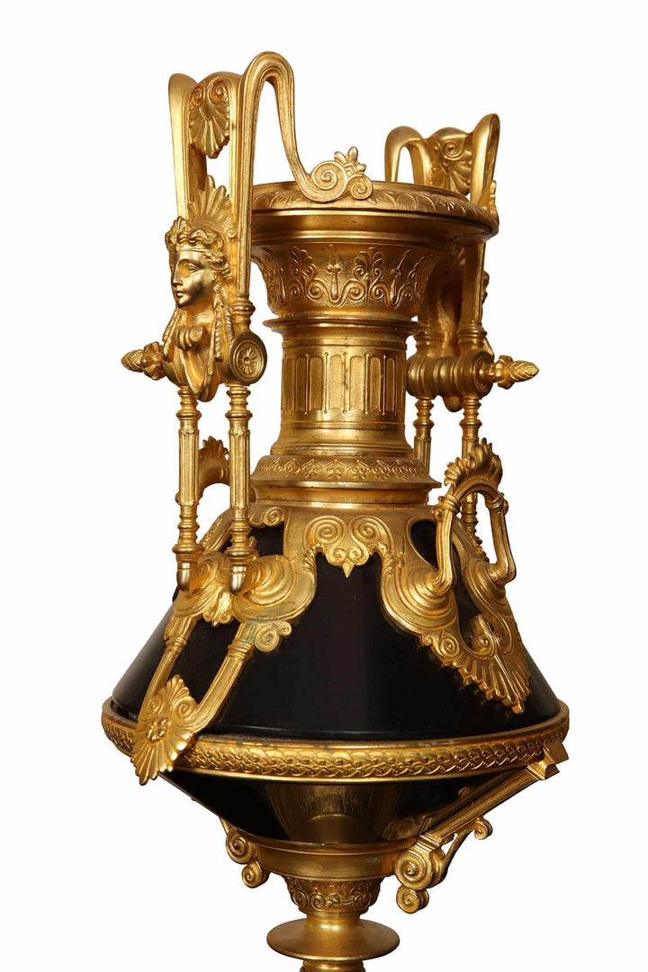 Napoleon III Black Marble and Gilt Bronze Clock Set