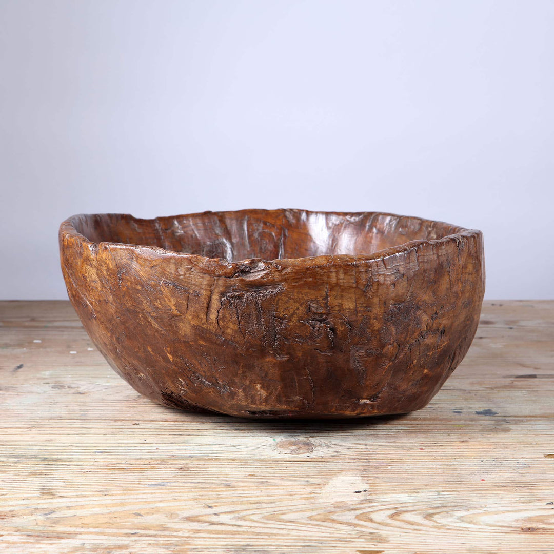 Large Pyrenean Hand-carved burl wood bowl